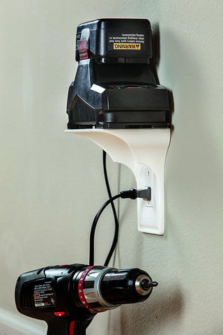 Image of Wall Outlet Shelf Power Perch, White/Black/Almond