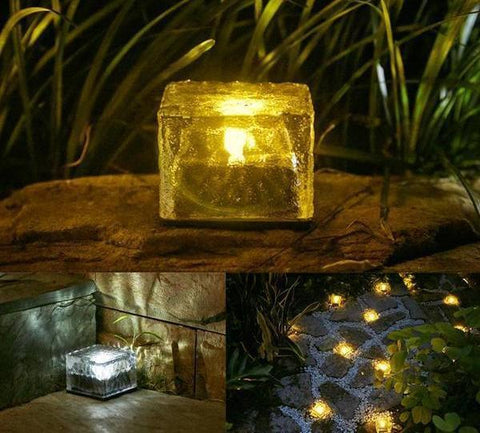 Image of SOLAR-POWERED GLASS BRICK PATH LIGHT