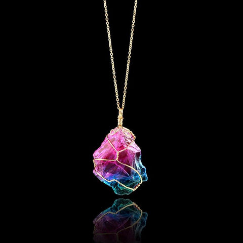 Image of Rainbow Quartz Chakra Healing Pendant Necklace