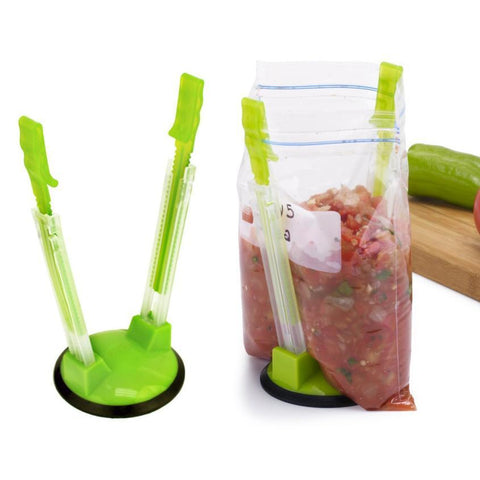 Image of 6 PCS Non-Slip Plastic Adjustable Folding Rack Free Hands Clip Ziplock Storage Bag