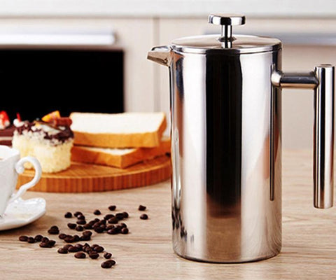 Image of Stainless Steel French Press Coffee Tea Pot with Filter Double Wall