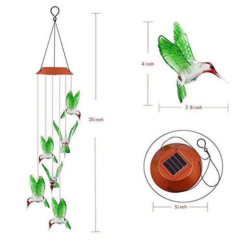 Image of LED Solar Powered Hummingbird Chime