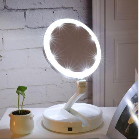 Image of LED Lighted Folding Vanity Travel Mirror