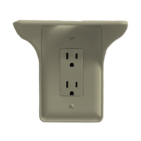 Image of Wall Outlet Shelf Power Perch, White/Black/Almond