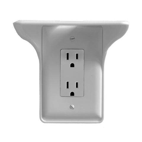 Image of Wall Outlet Shelf Power Perch, White/Black/Almond