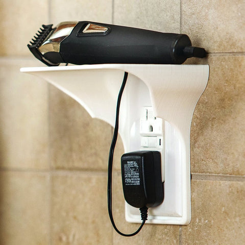 Image of Wall Outlet Shelf Power Perch, White/Black/Almond