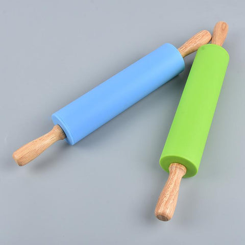 Image of wooden handle creative roller type rolling pin