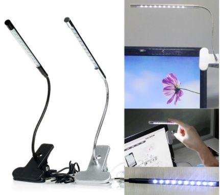 Image of Clip-on 10 LED USB Light Flexible Gooseneck Reading Touch Desk Table Lamp