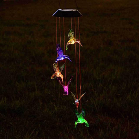 Image of LED Solar Powered Hummingbird Chime