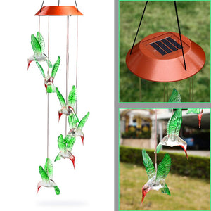 LED Solar Powered Hummingbird Chime