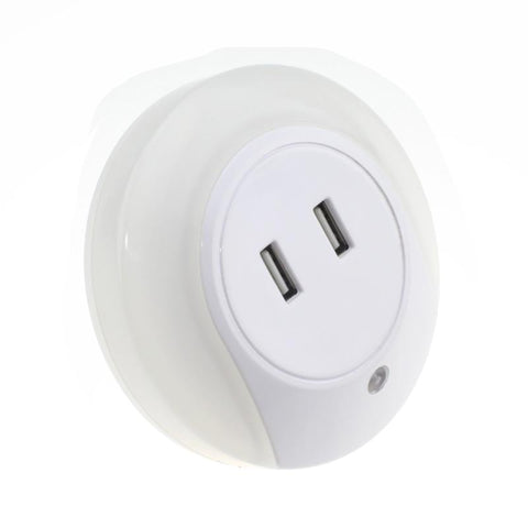 Image of Intelligent sensor LED night light with 2 phone chargers