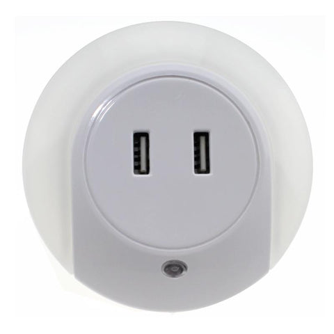 Image of Intelligent sensor LED night light with 2 phone chargers