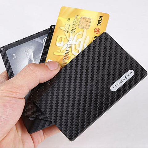 Image of Real Carbon Fiber Magnetic Card Holder Wallet - 4 Layer