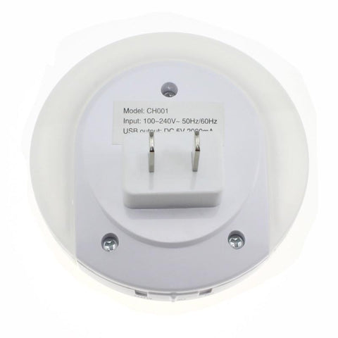 Image of Intelligent sensor LED night light with 2 phone chargers