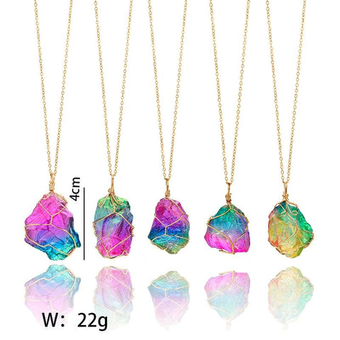 Image of Rainbow Quartz Chakra Healing Pendant Necklace