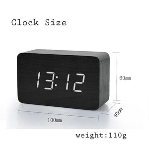 Mini Cube LED Wooden Alarm Clock