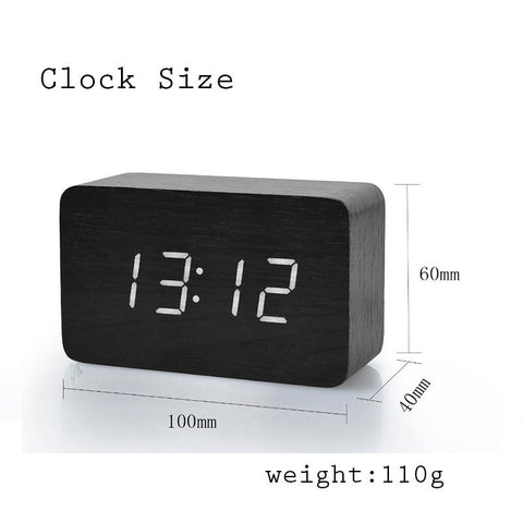 Image of Mini Cube LED Wooden Alarm Clock