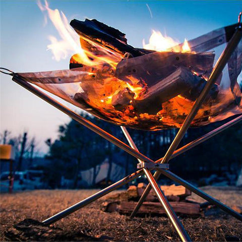 Image of Portable Folding Stainless Steel Campfire Stand