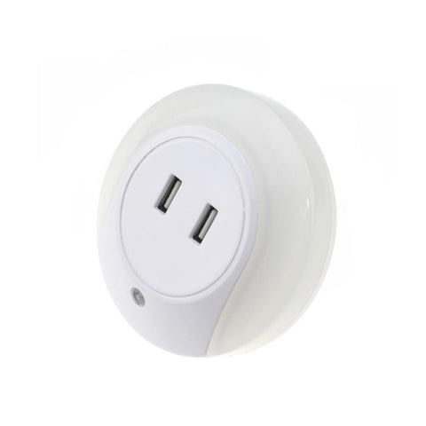 Image of Intelligent sensor LED night light with 2 phone chargers