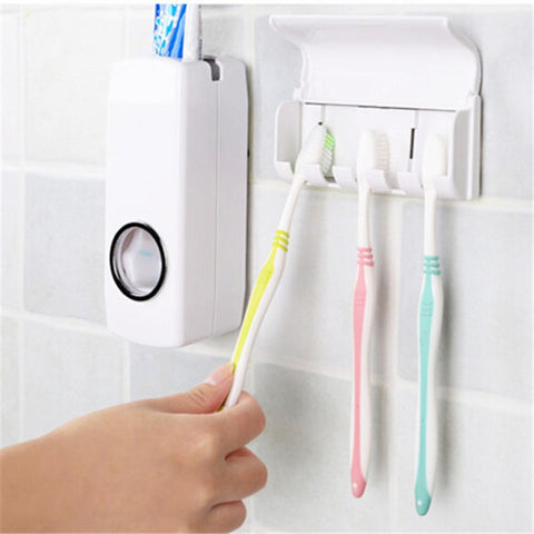 Image of Automatic Toothpaste Dispenser + 5 Toothbrush Holder