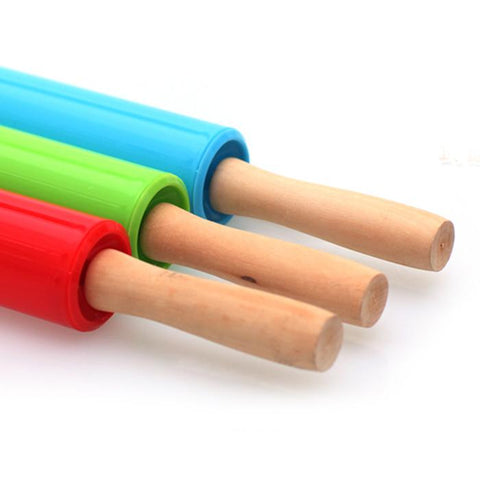 Image of wooden handle creative roller type rolling pin