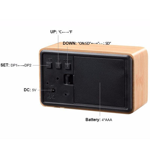 Image of Mini Cube LED Wooden Alarm Clock