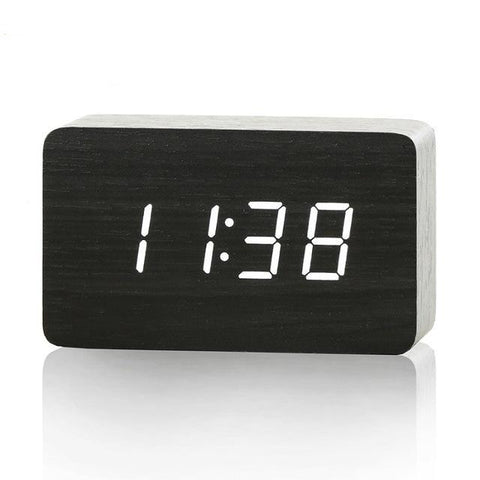 Image of Mini Cube LED Wooden Alarm Clock