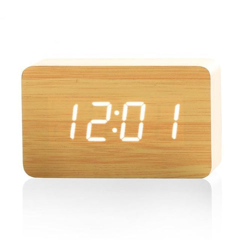 Image of Mini Cube LED Wooden Alarm Clock