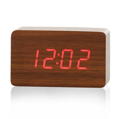 Image of Mini Cube LED Wooden Alarm Clock