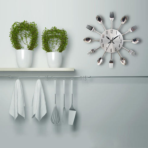 Image of Spoon Fork Creative Quartz Wall Mounted Clock