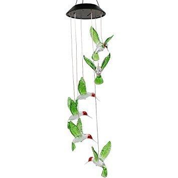Image of LED Solar Powered Hummingbird Chime